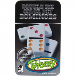 Double 6 Dominoes Set with Colored Dots. 28 Piece Set White Dominoes with Tin Case. Educational Game Set $24.27 Domino & Tile...