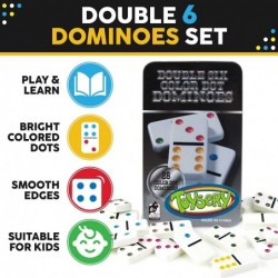 Double 6 Dominoes Set with Colored Dots. 28 Piece Set White Dominoes with Tin Case. Educational Game Set $24.27 Domino & Tile...