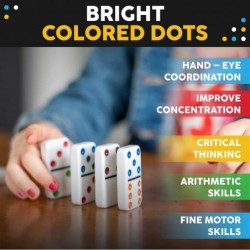 Double 6 Dominoes Set with Colored Dots. 28 Piece Set White Dominoes with Tin Case. Educational Game Set $24.27 Domino & Tile...