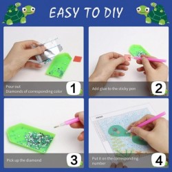 5D Diamond Painting Kits for Kids - Gem Art Turtle with Wooden Frame and 12pcs Diamond Stickers $23.07 Craft Kits