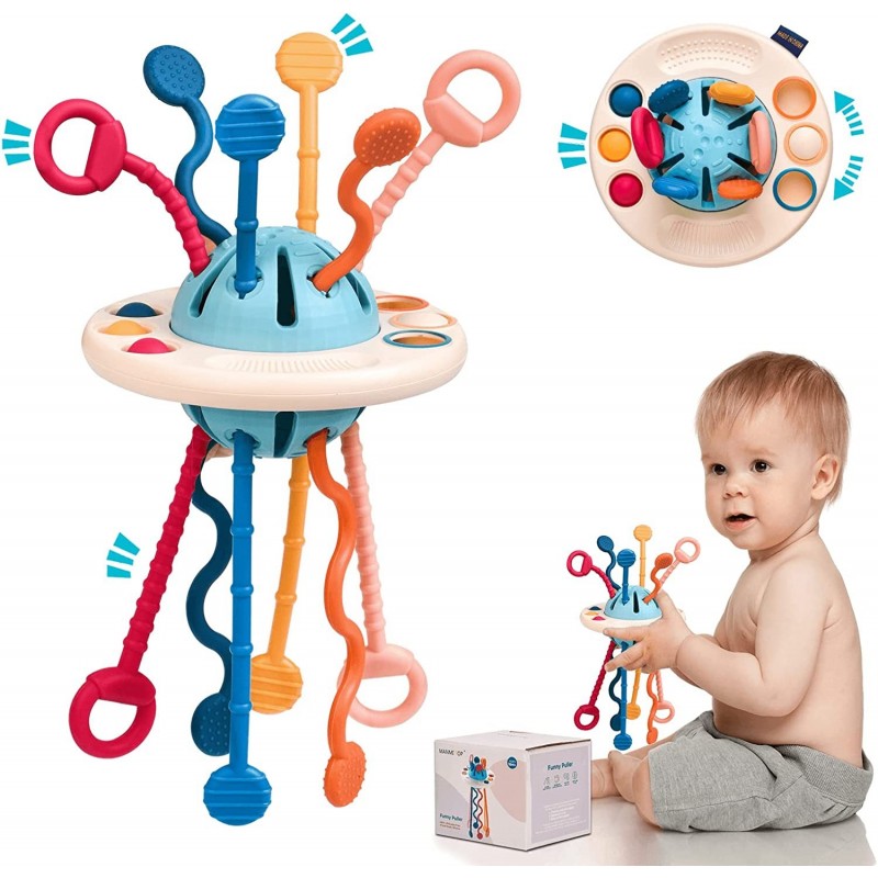 Montessori Toys for Baby Sensory Toys Food Grade Silicone Pull String Activity Toy UFO Toddler Travel Toys Fine Motor Skills ...