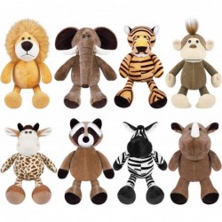 8 Pieces Plush Jungle Animal Toys 9.8 Inch Zoo Stuffed Jungle Animal Toys Set Cute Plush Toys for Animal Themed Parties Teach...