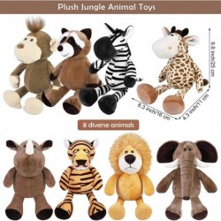 8 Pieces Plush Jungle Animal Toys 9.8 Inch Zoo Stuffed Jungle Animal Toys Set Cute Plush Toys for Animal Themed Parties Teach...