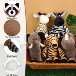 8 Pieces Plush Jungle Animal Toys 9.8 Inch Zoo Stuffed Jungle Animal Toys Set Cute Plush Toys for Animal Themed Parties Teach...