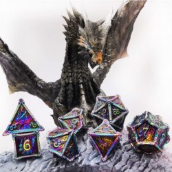 DND Dice Metal Dragon Set Dice 7 Role Playing Dice D&D Solid Dice Dungeons and Dragons (Colorful Black) $47.49 Game Accessories