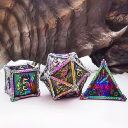 DND Dice Metal Dragon Set Dice 7 Role Playing Dice D&D Solid Dice Dungeons and Dragons (Colorful Black) $47.49 Game Accessories