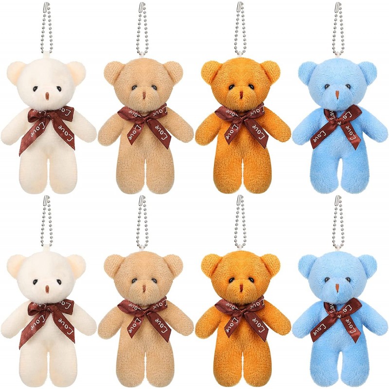 24 Pieces Mini Bear Toy 4.7 Inch Stuffed Tiny Bear Jointed Bear Soft Tiny Bear Doll for DIY Keychain Birthday Wedding Xmas De...