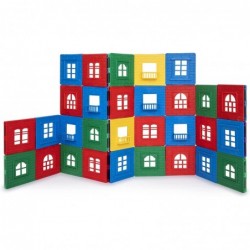 Exclusive: 60 PC Set - Magnetic Tiles 3D Building Playset 30 Window Frames and 30 Click-in Windows Set Durable Magnet Buildin...