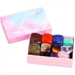 10 Pieces Rock Collection Square Shape Natural Gemstones Set with Information Sheet Educational Science Gift with Cute Box $1...