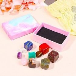 10 Pieces Rock Collection Square Shape Natural Gemstones Set with Information Sheet Educational Science Gift with Cute Box $1...