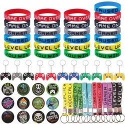 61pcs Gamer Party Favors Video Game Favors Gift for Kids Gamer Party Supplies Wristbands Keychains Badges Controller Kids Cla...