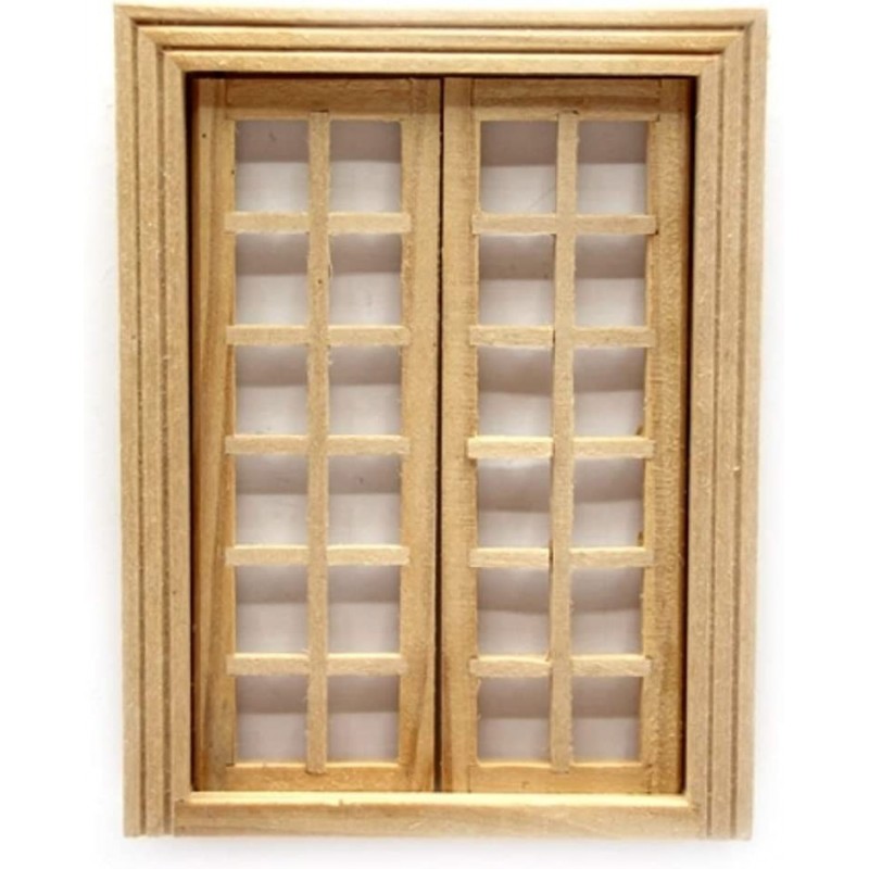 Dollhouse Bare Wood Internal Double French Doors 1:24 Half Scale DIY Builders $34.42 Dollhouse Accessories