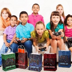 24 Pack Game Party Bags Video Game Party Favors Bags Gaming Paper Candy Treat Goodie Bag with Handle for Boys Kids Gaming The...