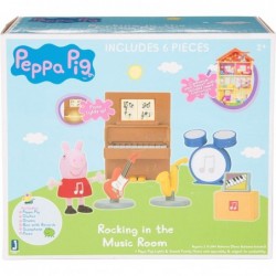 Peppa Pig Little Rooms Music Studio Playset 6 Pieces - Includes Peppa Figure Guitar Saxophone Drums Records & Light-Up Piano ...