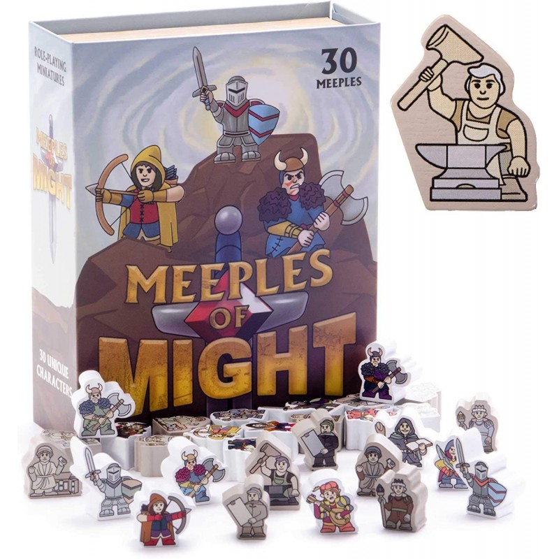 Meeples of Might | 30 Pack of 16mm Minis Wooden Fantasy Meeple Miniatures Tabletop Role Playing RPG | Meeples of Might $27.03...