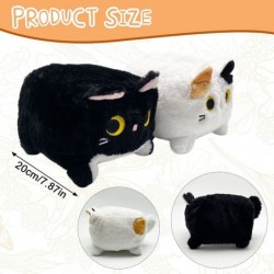 2PCS 7.87“ Square Black Cat Plush Toys Set Cute Kitty Plushie Cat Plushies Stuffed Animal Kawaii Boxy Matching Cat Doll Soft ...