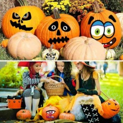 Halloween Pumpkin Decorating Stickers Kit Make Jack-O-Lantern Face Decals for Pumpkins and Squashes 60 Funny Expressions Craf...