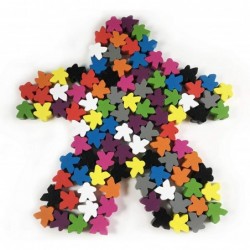 100 Wooden Meeples Family Games Accessories – Multi-Color Board Game Tokens Ideal for Sorting Counting Classrooms Replacement...