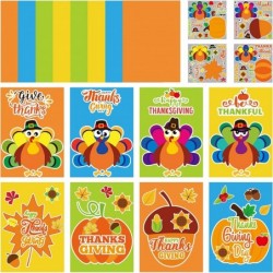 24pcs Thanksgiving Card Making Kits Supplies for Kids DIY Handmade Greeting Thank You Card Art Crafts Set Gifts for Teacher G...