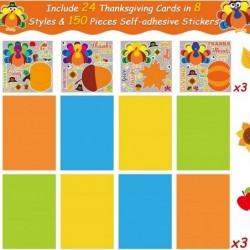 24pcs Thanksgiving Card Making Kits Supplies for Kids DIY Handmade Greeting Thank You Card Art Crafts Set Gifts for Teacher G...