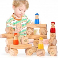 Wooden Stacking Rocks Balancing Stones Building Blocks Stacking Toys for Toddlers 1-3 Montessori Toys for 1 2 3 Year Old Educ...