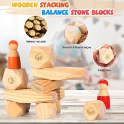 Wooden Stacking Rocks Balancing Stones Building Blocks Stacking Toys for Toddlers 1-3 Montessori Toys for 1 2 3 Year Old Educ...