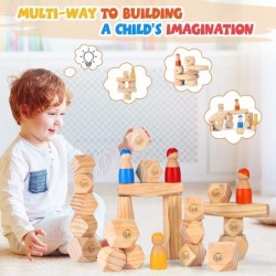 Wooden Stacking Rocks Balancing Stones Building Blocks Stacking Toys for Toddlers 1-3 Montessori Toys for 1 2 3 Year Old Educ...