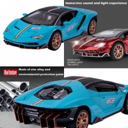 Metal Model Diecast Car 1/24 Scale Sports Racing Vehicles with Light and Sound Pull Back Toy Cars for Kids Age 3 Year and up ...