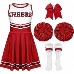 4 Pcs Girls Halloween Cheerleader Costume Outfit Set Toddler Cheerleading Dress up for Kids Halloween Birthday Party $51.89 K...