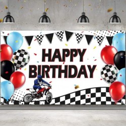 Dirt Bike Party Decoration Dirt Bike Birthday Backdrop Banner Motocross Racing Birthday Party Banner Supplies Tire Track Back...