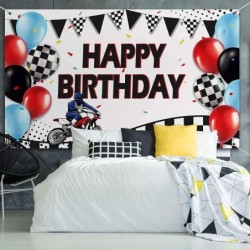 Dirt Bike Party Decoration Dirt Bike Birthday Backdrop Banner Motocross Racing Birthday Party Banner Supplies Tire Track Back...