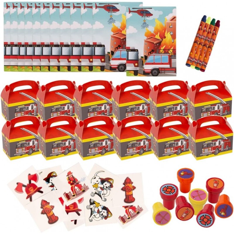 Fireman Party Favor Set - Party Favor Boxes Fireman Stamps Coloring books With Crayons and Fireman Tattoos $38.76 Kids' Party...