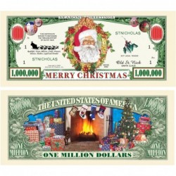 Pack of 10 - Merry Christmas Santa Claus Million Dollar Bill - Collectible Novelty St. Nick Million Dollar Bills - Best Fun S...