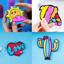 Window Art for Kids Suncatcher Kits with Suction Cups Paints DIY Stained Glass Set Arts & Crafts Kit Toys for Kids Student To...