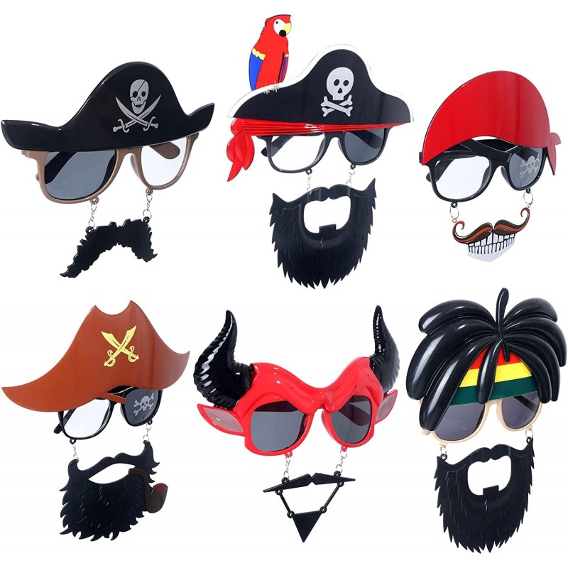 6pcs Halloween Glasses Pirate Beard Sunglasses 3D Novelty Eyeglasses Costume Frames Funny Glasses for Halloween Pirate Party ...