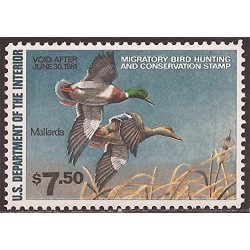 United States 1980 Scott RW47 $7.50 Mallards Mint Federal Duck Hunting Stamp $20.29 Collectibles Display & Storage