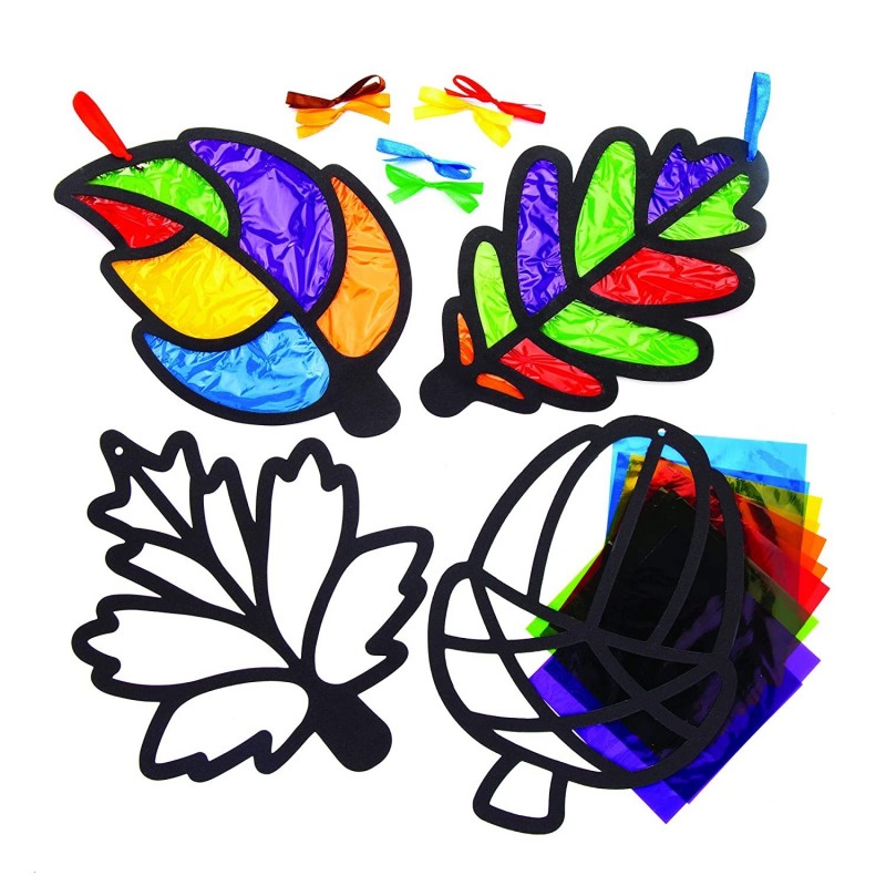 AW854 Leaf Stained Glass Ornament Kits - Pack Of 6 Fall And Winter Arts And Crafts Kids Fall Craft Kits $17.82 Kids' Drawing ...