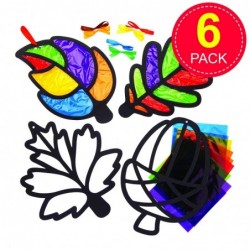 AW854 Leaf Stained Glass Ornament Kits - Pack Of 6 Fall And Winter Arts And Crafts Kids Fall Craft Kits $17.82 Kids' Drawing ...