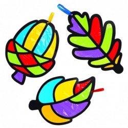 AW854 Leaf Stained Glass Ornament Kits - Pack Of 6 Fall And Winter Arts And Crafts Kids Fall Craft Kits $17.82 Kids' Drawing ...