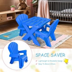 Kids Table and Chair Set Outdoor Toddler Activity Table and Adirondack Chairs for Picnic Garden Patio Backyard & Beach Kids O...