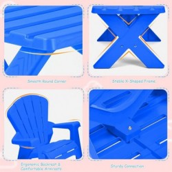 Kids Table and Chair Set Outdoor Toddler Activity Table and Adirondack Chairs for Picnic Garden Patio Backyard & Beach Kids O...