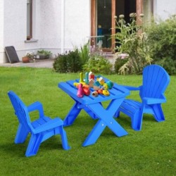 Kids Table and Chair Set Outdoor Toddler Activity Table and Adirondack Chairs for Picnic Garden Patio Backyard & Beach Kids O...