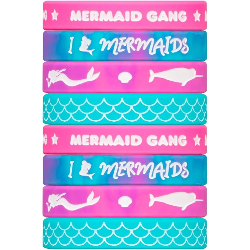 Mermaid Silicone Wristbands - Mermaid Party Favors and Party Supplies Mermaid Birthday Themed Under The Sea Party Gift 8 Pack...