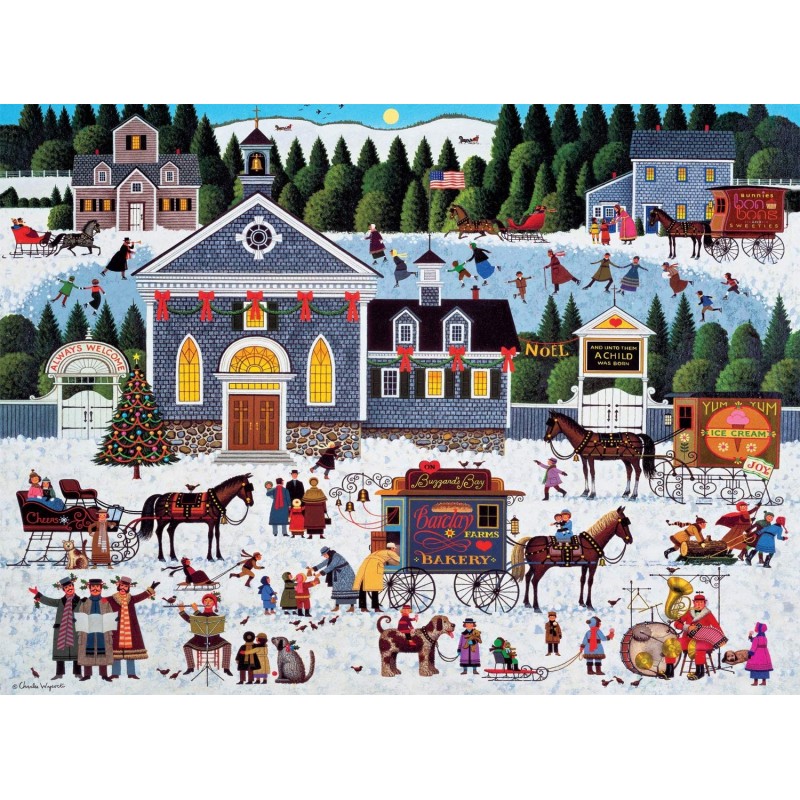 Charles Wysocki - Churchyard Christmas - 1000 Piece Jigsaw Puzzle $26.15 Jigsaw Puzzles