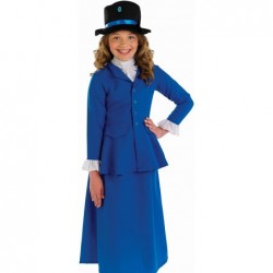 Girls English Nanny Costume Blue Colonial Kids Halloween Costumes Available In Sizes Small Medium Large XL $44.92 Kids' Costumes