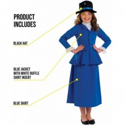 Girls English Nanny Costume Blue Colonial Kids Halloween Costumes Available In Sizes Small Medium Large XL $44.92 Kids' Costumes