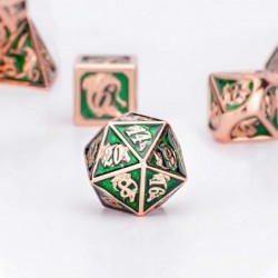 DND Dice Set Copper Dragon dice Enamel Green zamak with dice Box D&D Polyhedral Dice for Dungeons and Dragons dice Trpg 7 Pie...