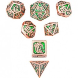 DND Dice Set Copper Dragon dice Enamel Green zamak with dice Box D&D Polyhedral Dice for Dungeons and Dragons dice Trpg 7 Pie...