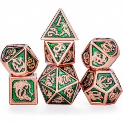 DND Dice Set Copper Dragon dice Enamel Green zamak with dice Box D&D Polyhedral Dice for Dungeons and Dragons dice Trpg 7 Pie...