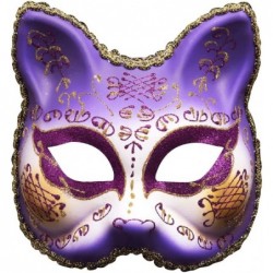 Mardi Gras Mask Cartoon Big Cat Masquerade Half Face Mask for Halloween Party Fun Mardi Gras Rio Carnival - Big Cat Purple $2...